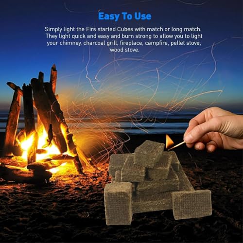 Jukusa Natural Fire Starters for Fireplace, Campfires, Fire Pit, BBQ Grill, Wood Stove, All Weather Charcoal Starter, Firelighters & Odorless Fire Starter (12 Cube) - Image 4