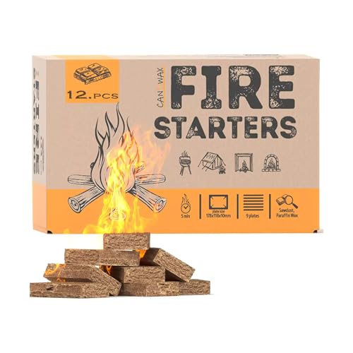 Jukusa Natural Fire Starters for Fireplace, Campfires, Fire Pit, BBQ Grill, Wood Stove, All Weather Charcoal Starter, Firelighters & Odorless Fire Starter (12 Cube) - Image 1