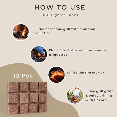 Jukusa Natural Fire Starters for Fireplace, Campfires, Fire Pit, BBQ Grill, Wood Stove, All Weather Charcoal Starter, Firelighters & Odorless Fire Starter (12 Cube) - Image 3