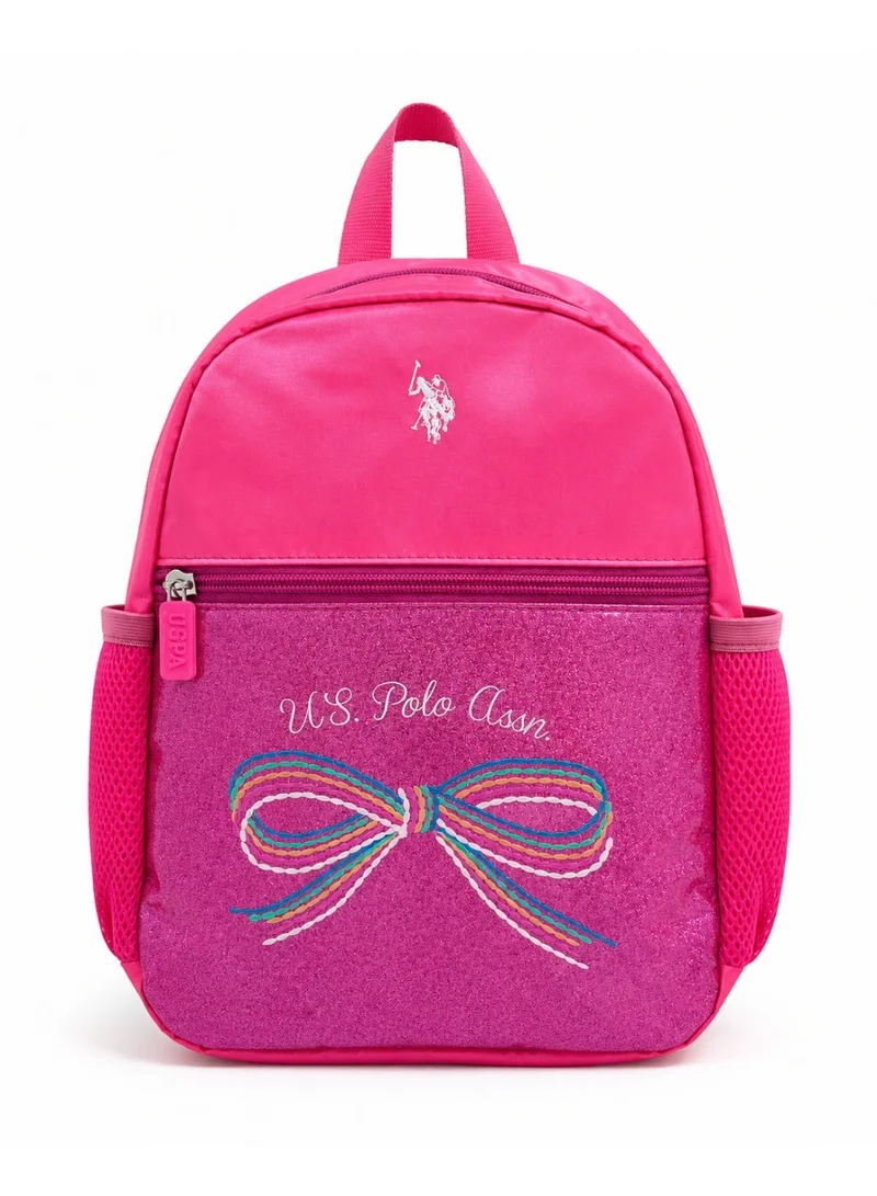 U.S. Polo Assn. U.S. Polo Assn. Classic Rose Pink Rainbow Bow Backpack for School and Office MultiCompartment Bag for Campus