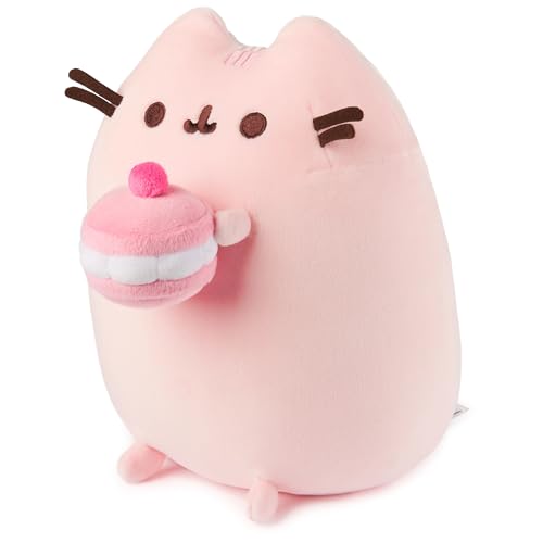 GUND Pusheen Cherry Macaron Squisheen Plush, Squishy Toy, Collectible Dessert Food Toy, Cat Stuffed Animal for Ages 8 and Up, Pink, 9.5” - Image 4