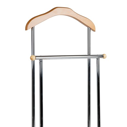 Mind Reader Valet Stand, Clothes Rack, Clothing Organizer, Jacket Hanger, Metal, Wood, 19.75" L x 11.75" W x 43" H, Silver - Image 4