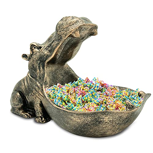 aboxoo Hippo Statue Home Resin Hippopotamus Figurine Sculpture Table Art Decoration Sundries Key Container Storage Box (Copper) - Image 1