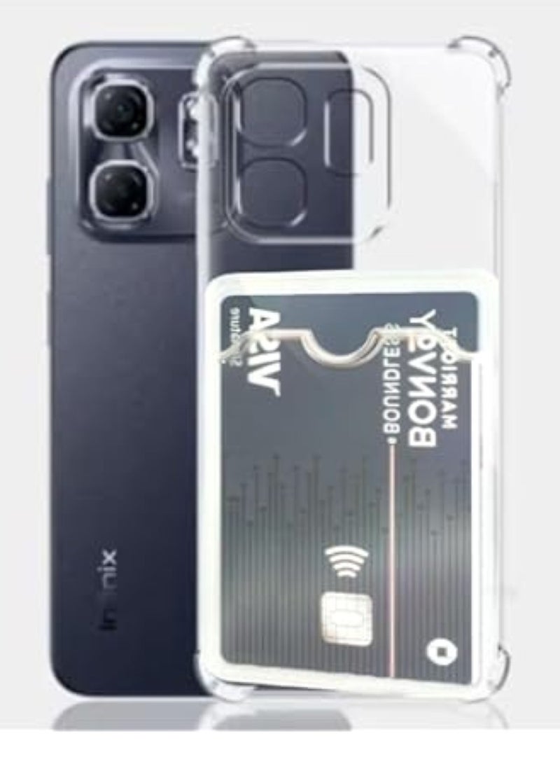 Transparent Shockproof Protective Back Case with Card Holder and Transparent Pictures for Infinix Smart 9 / Hot 50i 