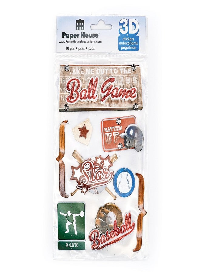Paper House Productions Die-Cut Dimensional & Foil Accent Scrapbook Sticker Sheet - Baseball Game - Image 4