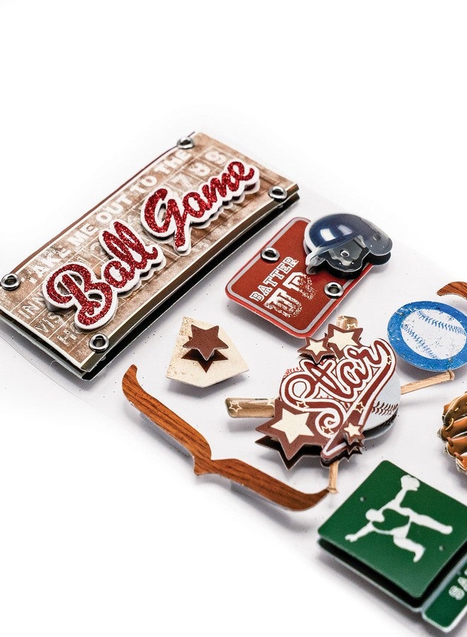 Paper House Productions Die-Cut Dimensional & Foil Accent Scrapbook Sticker Sheet - Baseball Game - Image 2