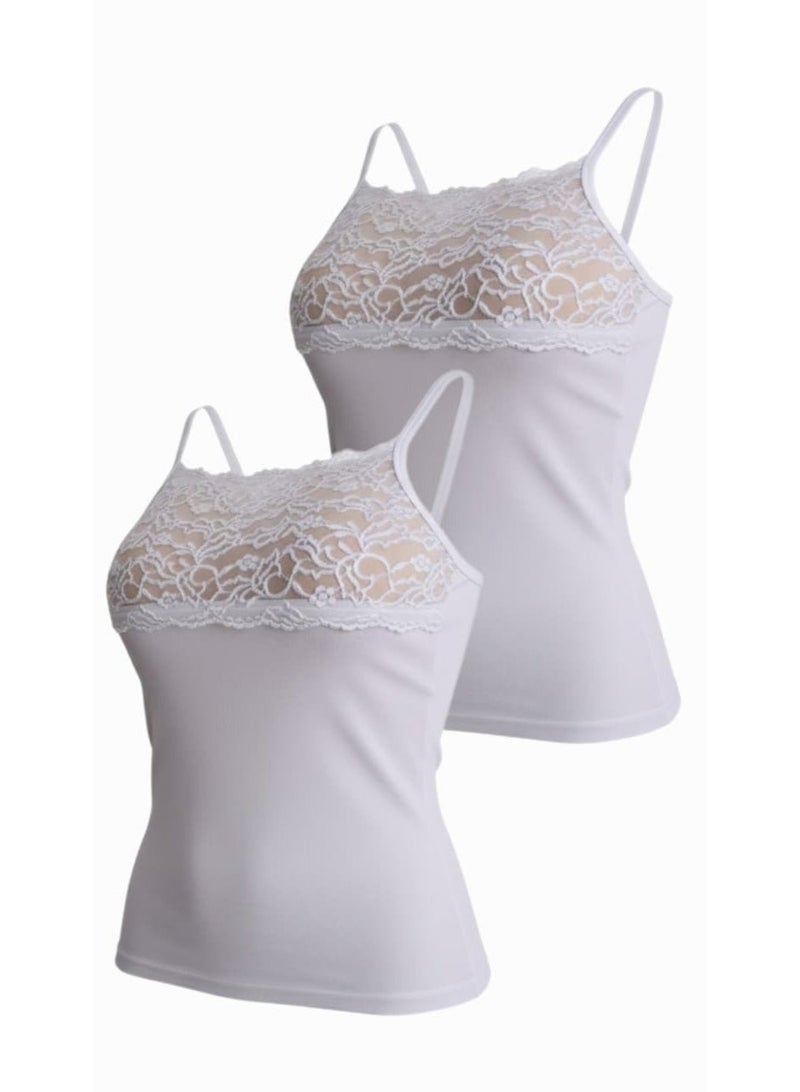 Eiffel Women’s Sleeveless Lace Camisole, 2-PIECES - Image 1