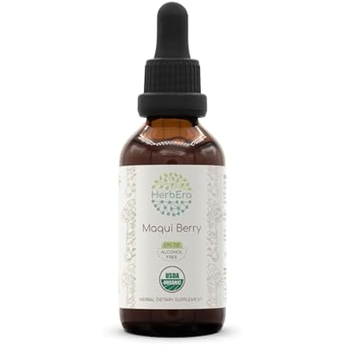 HerbEra Maqui Berry B60 USDA Organic Tincture | Alcohol-Free Extract, High-Potency Herbal Drops, Liquid Supplement | Certified Organic Aristotelia chilensis Dried Berry (2 oz) - Image 1