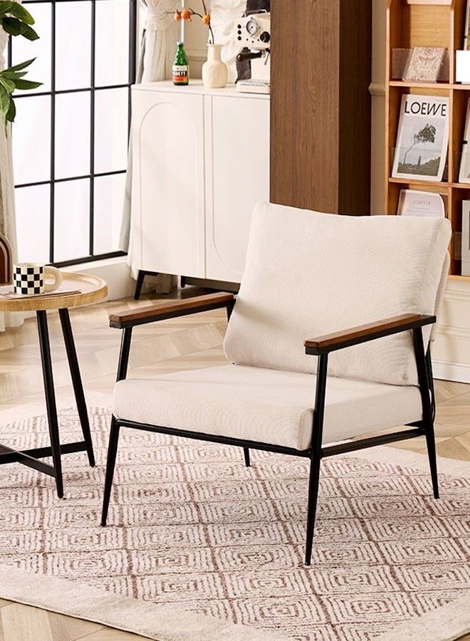فاشون هوم كرسي حديث متعدد الأغراض منجد للقراءة، كرسي مريح بذراعين، كرسي صالة بإطار حديدي، كرسي مقعد ناعم لغرفة المعيشة، غرفة النوم، صالة 65 × 77 × 90 سم (مجمع بالكامل) - Image 1