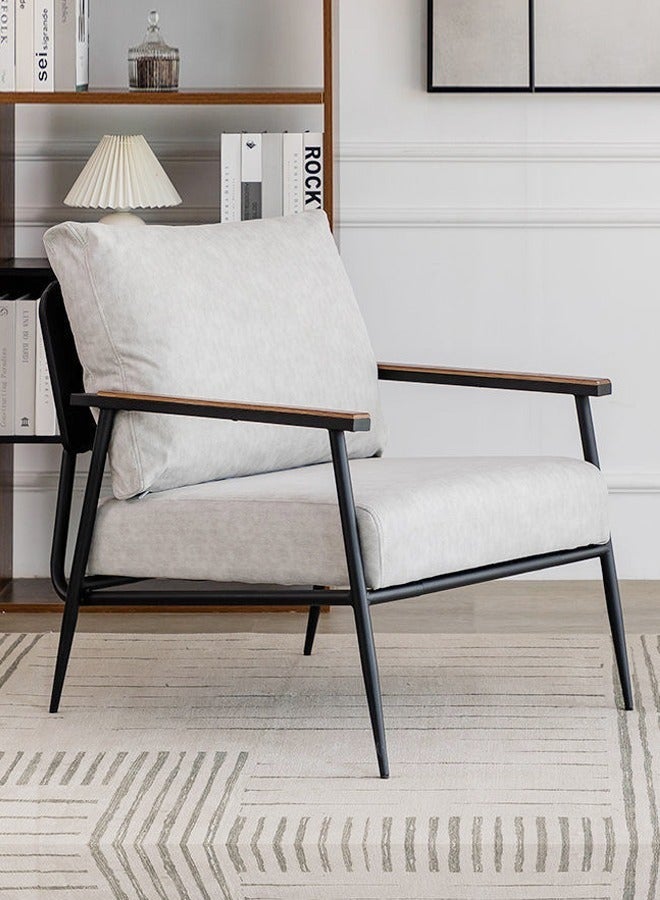 فاشون هوم كرسي حديث متعدد الأغراض منجد للقراءة، كرسي مريح بذراعين، كرسي صالة بإطار حديدي، كرسي مقعد ناعم لغرفة المعيشة، غرفة النوم، صالة 65 × 77 × 90 سم (مجمع بالكامل) - Image 4