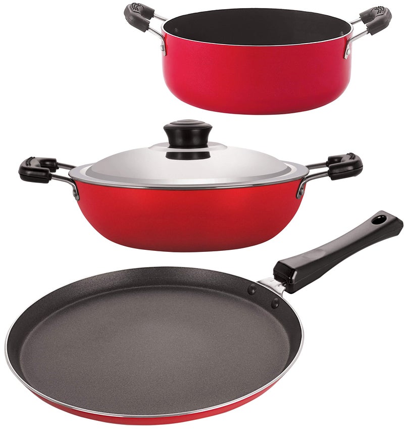 Nirlon Non-Stick PFOA Free Healthy Cooking Essential Combo Gift Set Offer with Bakelite Handle - Image 1