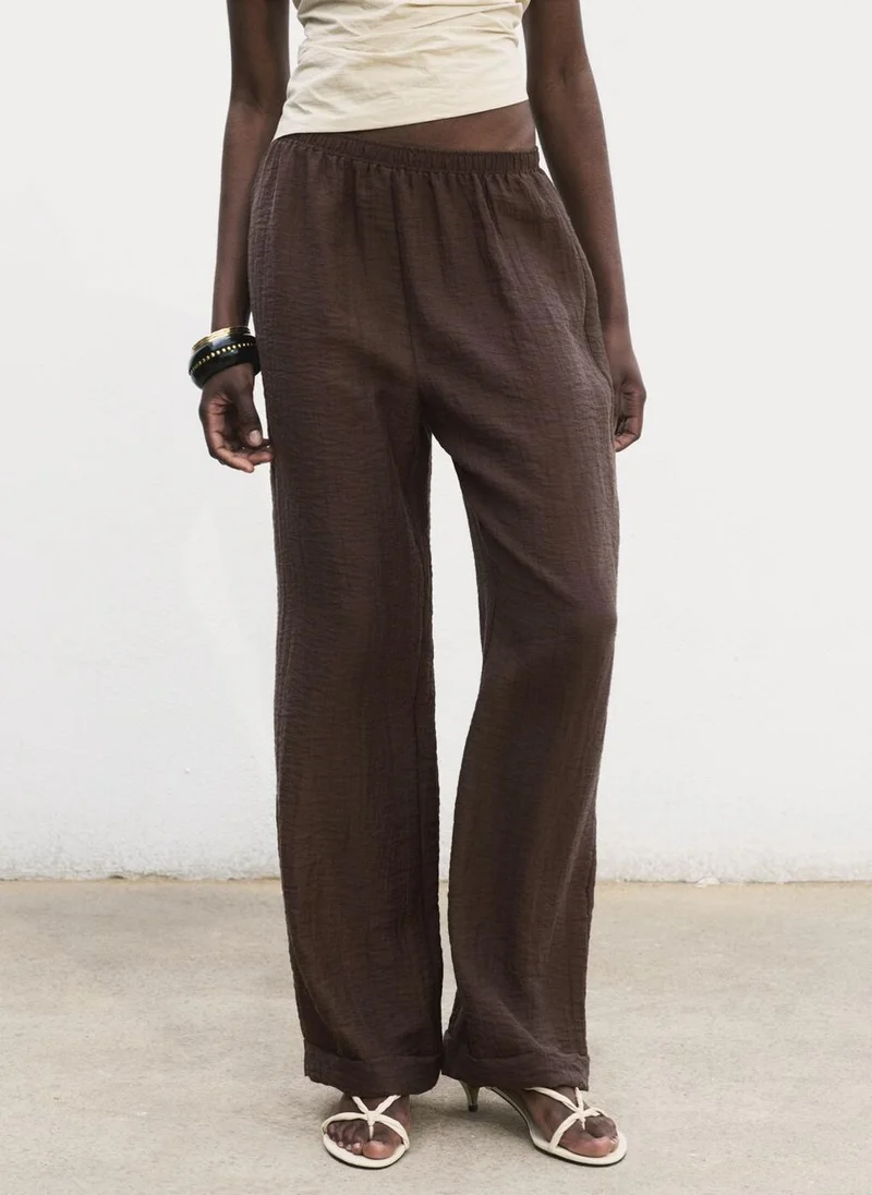 مانجو Lyocell trousers with elastic waistband