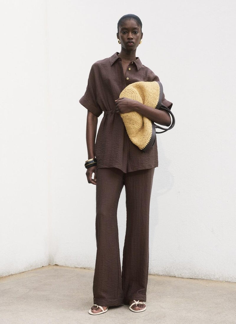 MANGO Lyocell trousers with elastic waistband  - Image 4