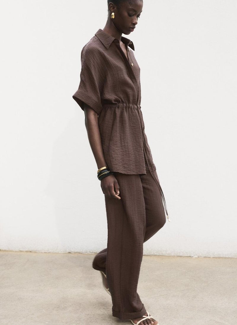 MANGO Lyocell trousers with elastic waistband  - Image 3