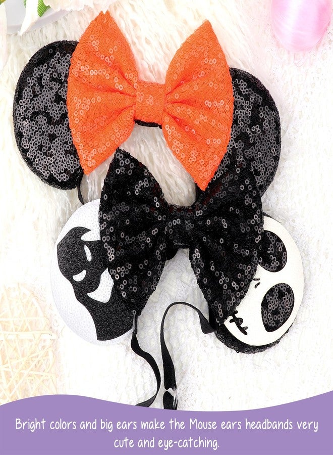 DRESHOW Halloween Mouse Ears Headbands for Women Sequin Bow Headbands Elastic Adjustable Headband Glitter Party Decoration Cosplay Costume for Women - Image 4