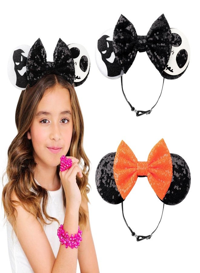 DRESHOW Halloween Mouse Ears Headbands for Women Sequin Bow Headbands Elastic Adjustable Headband Glitter Party Decoration Cosplay Costume for Women - Image 1