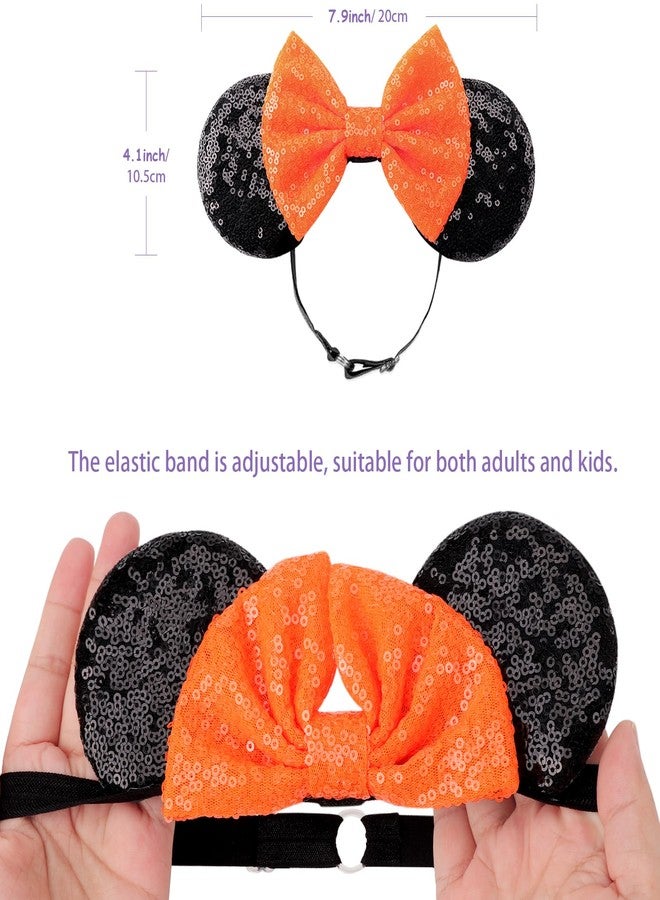 DRESHOW Halloween Mouse Ears Headbands for Women Sequin Bow Headbands Elastic Adjustable Headband Glitter Party Decoration Cosplay Costume for Women - Image 5