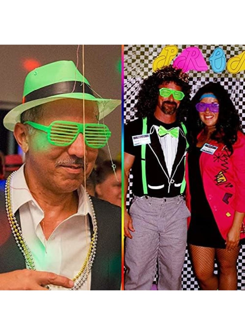 Kids Plastic Shutter Shades Glasses - 12 Pairs Neon Color Shutter Glasses 80's Party Slotted Sunglasses for Kids u0026 Adults (4 Colors) - Image 5