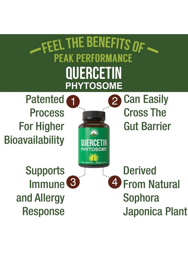 Peak Performance Ultra Pure Quercetin Phytosome Vegan Capsules - Rich Sophora Japonica Extract for Max Absorption Now. Quercetin 250mg Supplement Capsules. Made in USA - Image 2