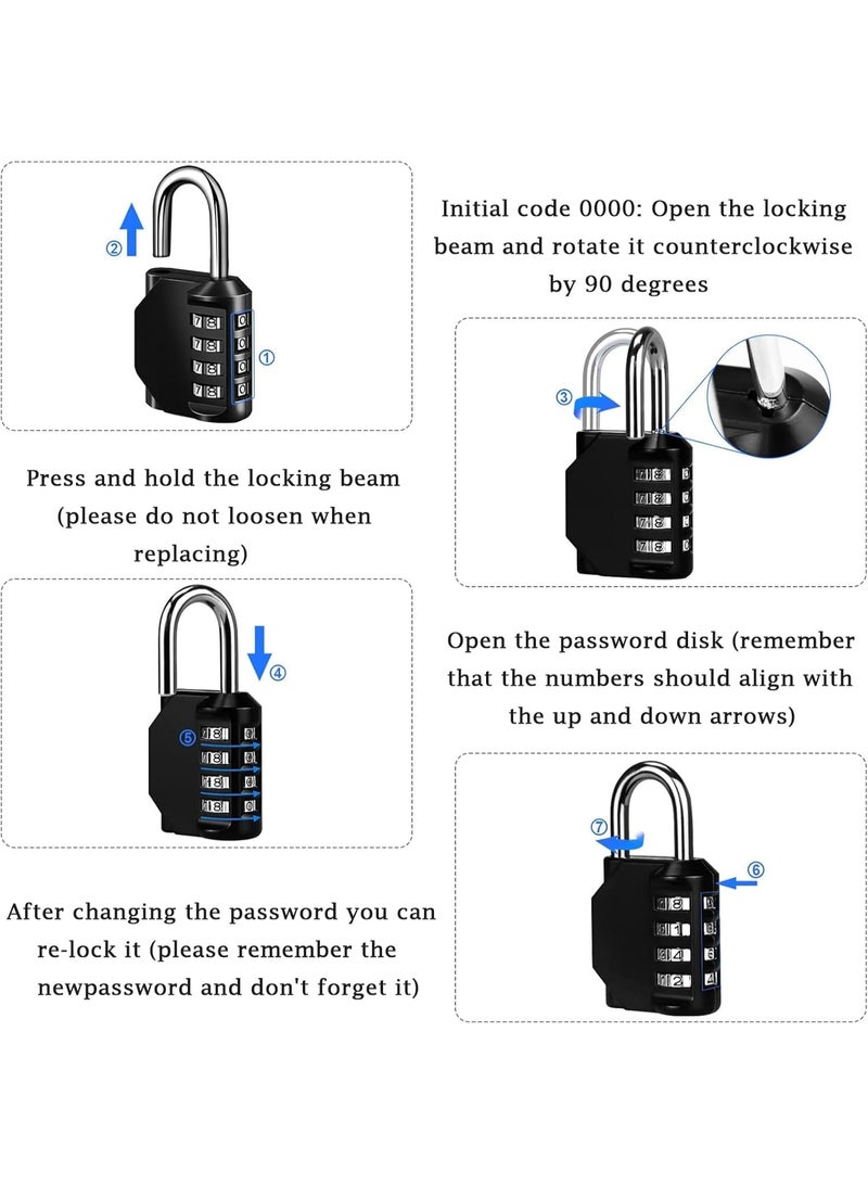 SUNSAR Combination Locker Padlock, 4 Digit Coded Padlock, Gym Lock, School Locker Lock, Weatherproof Combination Lock Outdoor (1pcs) - Image 4