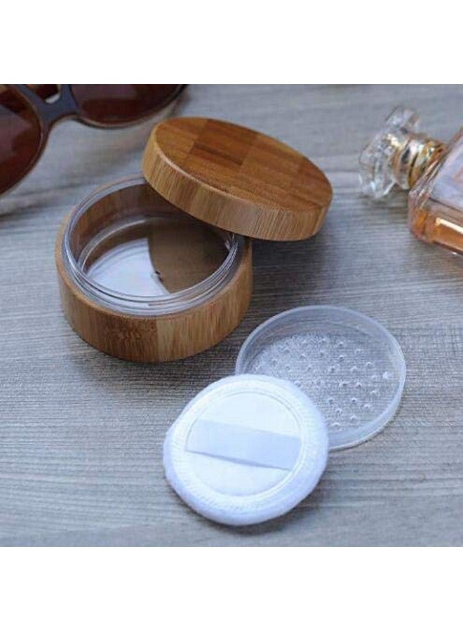 Quupy علبة مسحوق تجميل فارغة قابلة لإعادة التعبئة مصنوعة من الخيزران 1 قطعة 1 أونصة 30 مل مع غطاء لولبي ووسادة مسحوق ومصفاة - Image 5