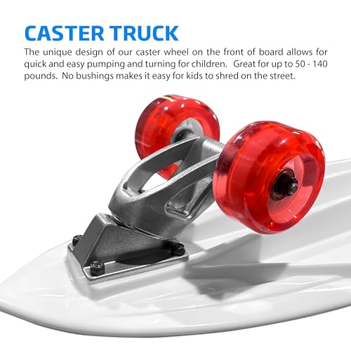 EasyGoProducts Surfskate Kids Skateboard Surf Skate Trucks for Kids Front Caster Wheel Rotates Easily for Children Great Pumping Power Heavy Duty Trucks in Rear Graphics on Grip Tape 31” Long X 9” Wide - Image 4