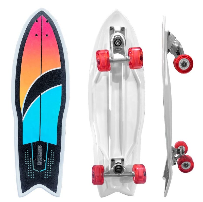 EasyGoProducts Surfskate Kids Skateboard Surf Skate Trucks for Kids Front Caster Wheel Rotates Easily for Children Great Pumping Power Heavy Duty Trucks in Rear Graphics on Grip Tape 31” Long X 9” Wide - Image 1
