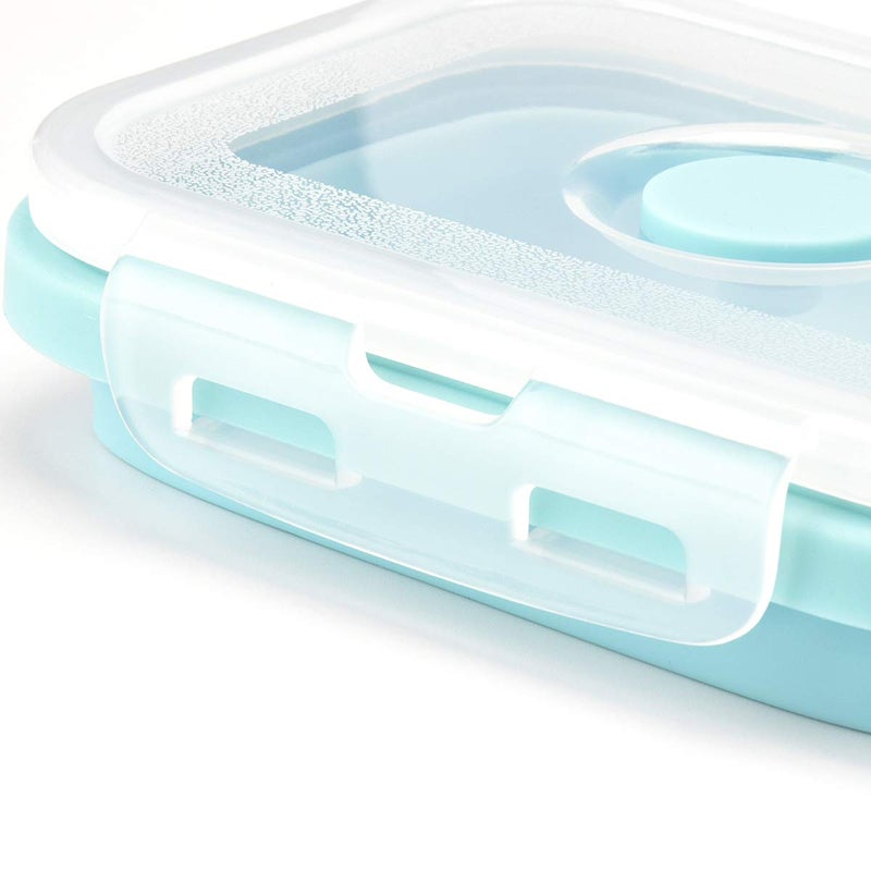Bagonia Silicone Food Storage Containers with BPA Free Airtight Plastic Lids - Set of 4 Small and Large Container for Kitchen or Kids Lunch Boxes - (350ML, 500ML, 800ML, 1200ML, Light Blue) - Image 5