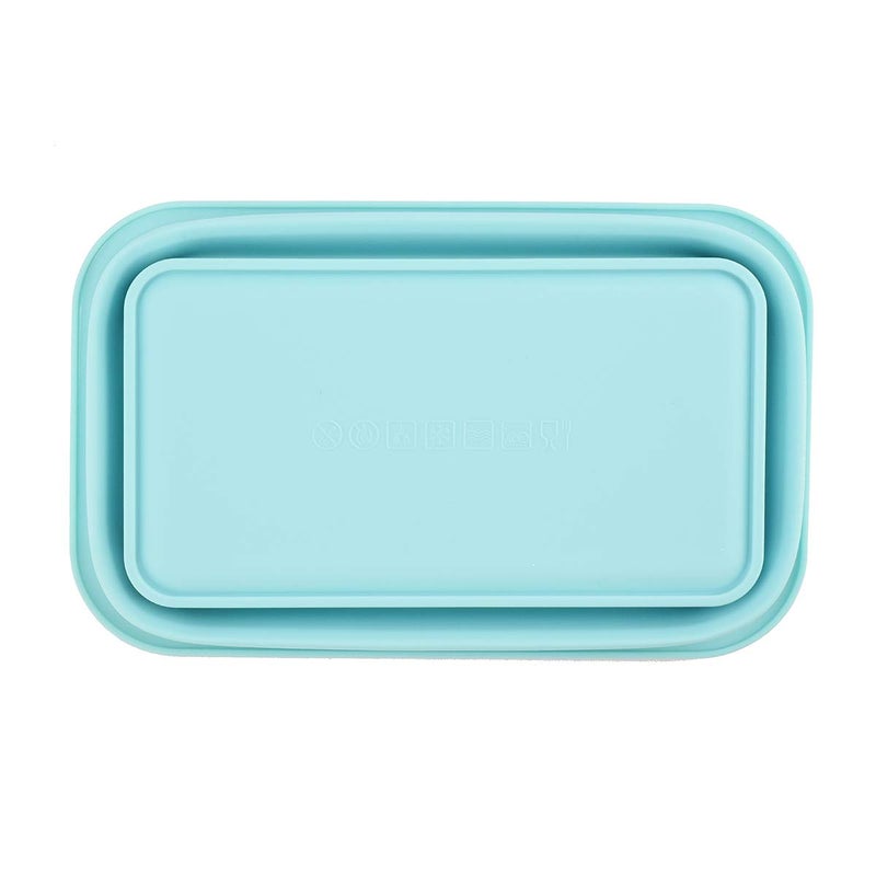 Bagonia Silicone Food Storage Containers with BPA Free Airtight Plastic Lids - Set of 4 Small and Large Container for Kitchen or Kids Lunch Boxes - (350ML, 500ML, 800ML, 1200ML, Light Blue) - Image 4