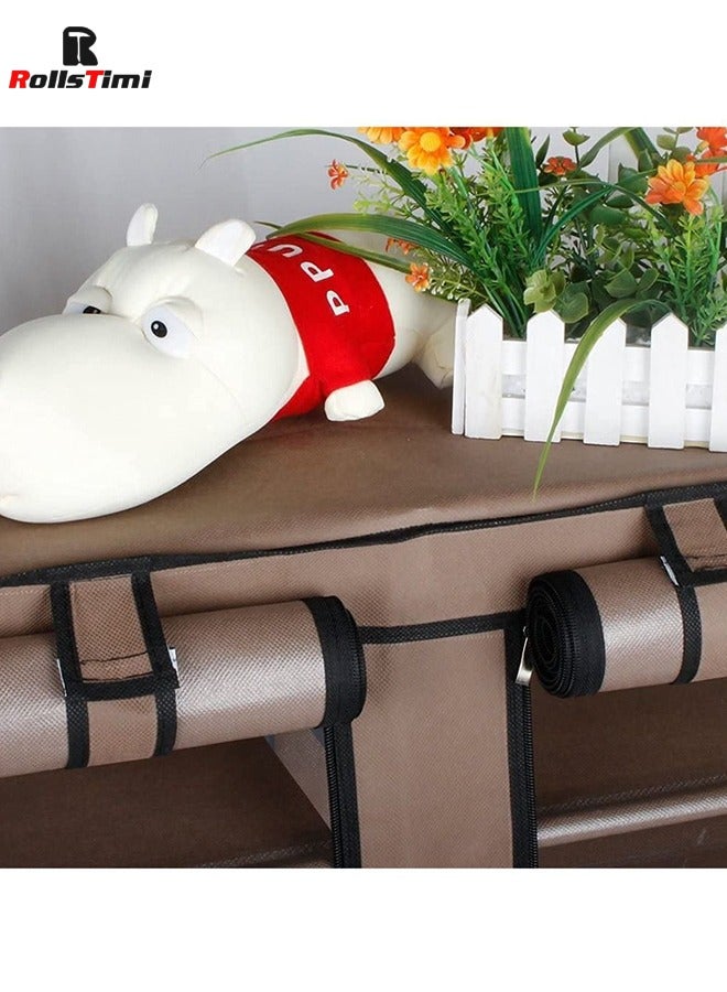 رولستيمي 12 طبقة مزدوجة الغبار واقية ورطبة رف الأحذية مجلس الوزراء ، البني - Image 2