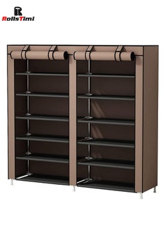 RollsTimi  12-Layer Double Dust Proof and Damp Cabinet Shoe Rack,Brown  - Image 4