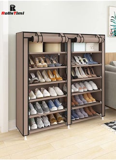 RollsTimi  12-Layer Double Dust Proof and Damp Cabinet Shoe Rack,Brown  - Image 5