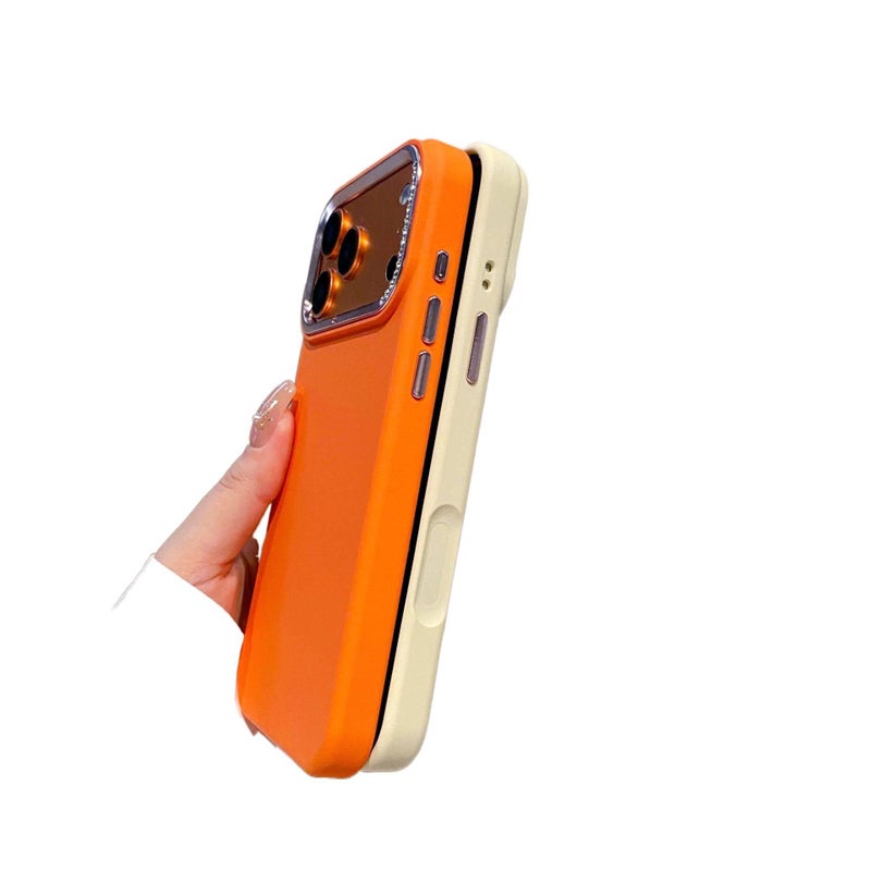 Protective Case | Orange | Silicone | Sparkling Diamond | Drop Protection | Shockproof Cover for iPhone 16 / 16 Plus / 16 Pro / 16 Pro Max - Image 4