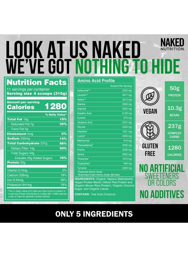 Health & Household Naked Mass - Chocolate Vegan Weight Gainer - 8Lb Bulk, Gmo Free, Gluten Free, Soy Free & Dairy Free. No Artificial Ingredients - 1,280 Calories - 11 Servings  - Image 3