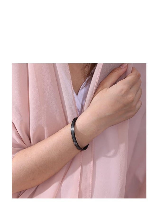 إسوارة محفور عليها آية الكرسي – ستانلس ستيل 316 ضد الصدأ – هدية إسلامية للرجال والنساء – لون أسود - Image 3