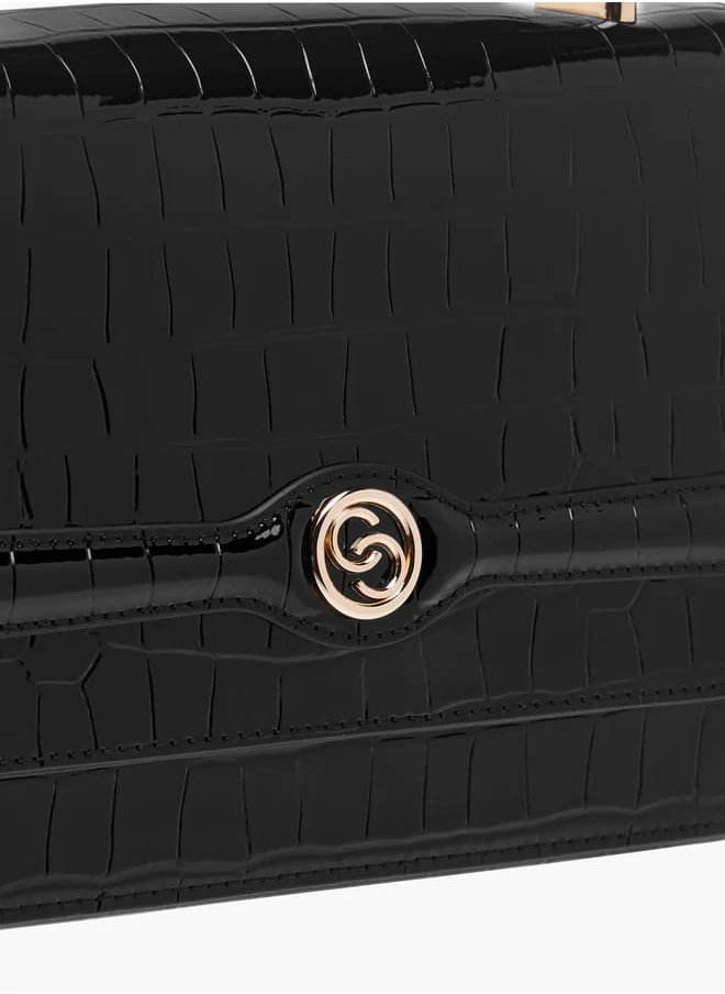Celeste Women Textured Satchel Bag with Grab Handle and Button Closure