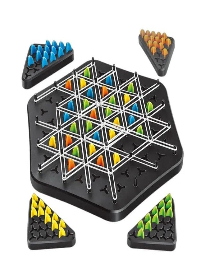 SAJANI Chain Triangle Chess Game | Puzzle Geometry Interactive Chess | Triangle Rubber Band Game for Kids & Adults | Family Classic Strategy Board Game for 2 to 4 Players (Triangle Chess Game) - Image 1