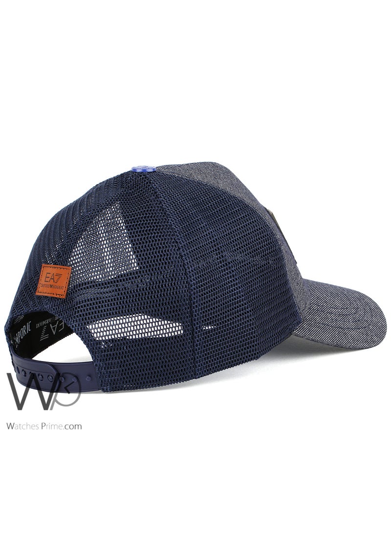 EMPORIO ARMANI Emporio Armani EA7 Trucker Mesh Cap Navy Blue Color Cotton Hat For Men - Image 2
