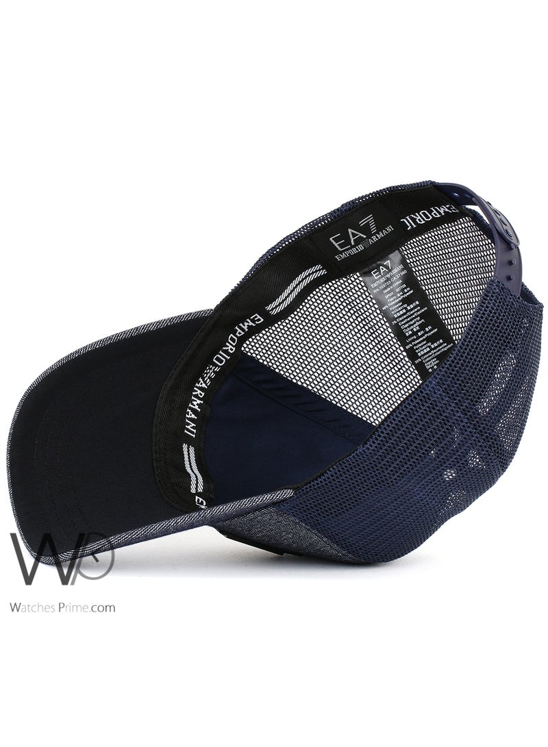 EMPORIO ARMANI Emporio Armani EA7 Trucker Mesh Cap Navy Blue Color Cotton Hat For Men - Image 4