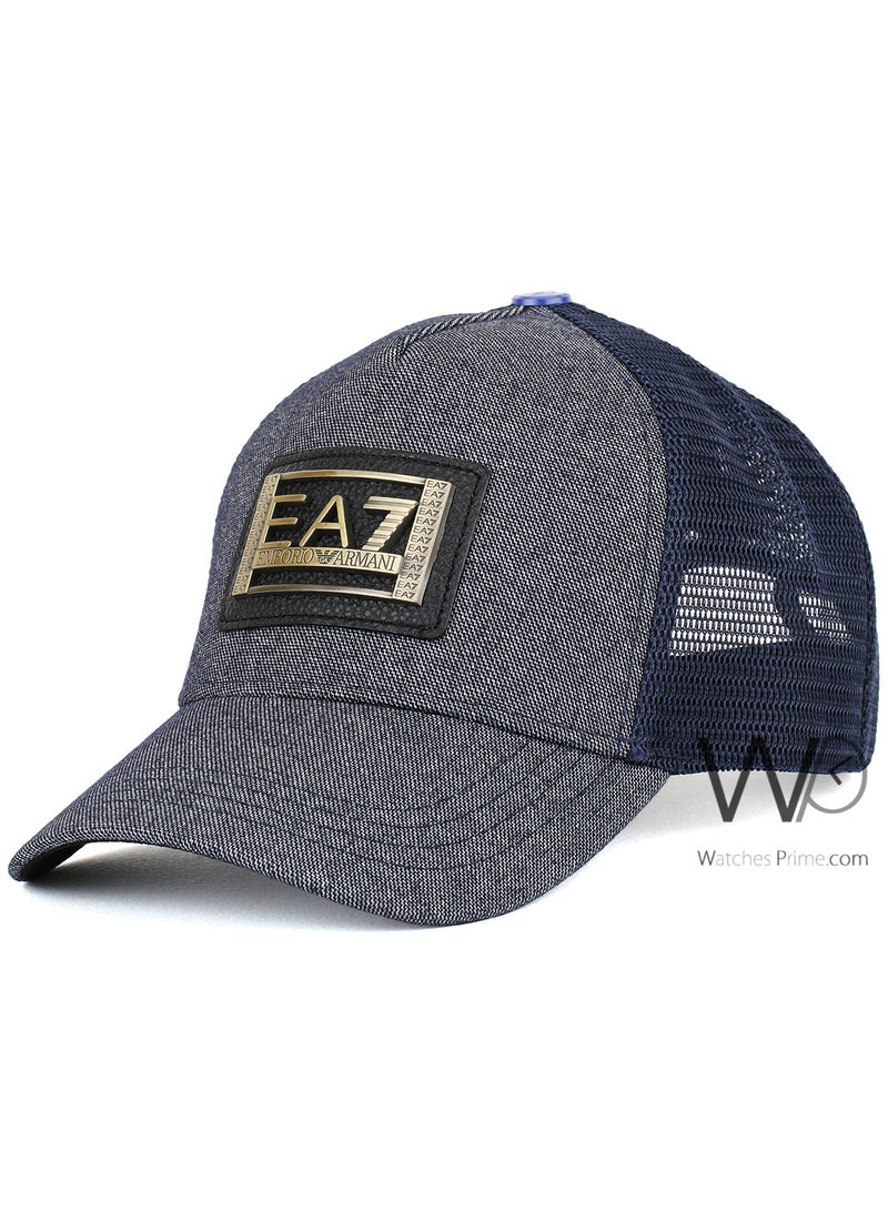 EMPORIO ARMANI Emporio Armani EA7 Trucker Mesh Cap Navy Blue Color Cotton Hat For Men - Image 1