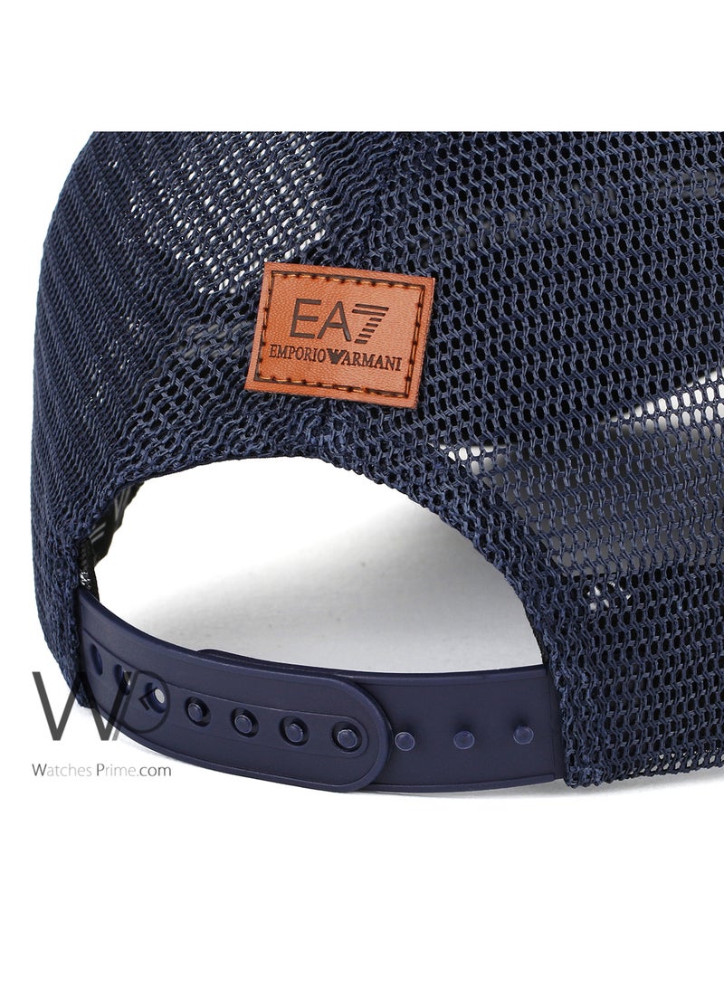 EMPORIO ARMANI Emporio Armani EA7 Trucker Mesh Cap Navy Blue Color Cotton Hat For Men - Image 3