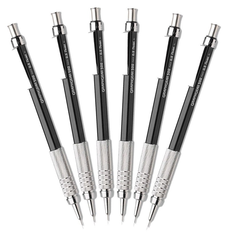 Pentel GraphGear 500 Automatic Drafting Pencil 05mm Black Pack of 6 - Image 2