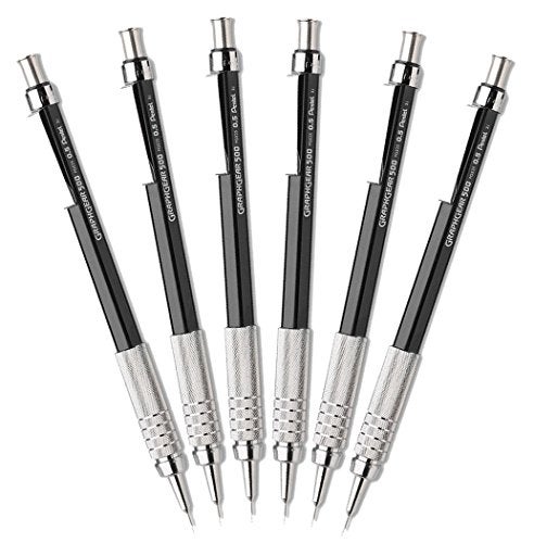 Pentel GraphGear 500 Automatic Drafting Pencil 05mm Black Pack of 6 - Image 1