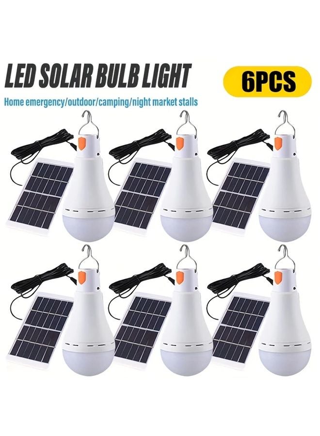 6pcs Solar LED Bulbs USB Rechargeable Emergency Light Portable Outdoor Lighting - Image 2