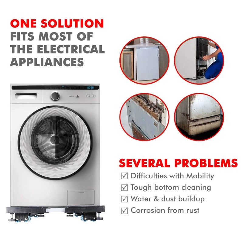 Lapyon Premium Heavy Duty Adjustable 24 Wheel StandTrolleySuitable for Front TOP Load Washing MachineRefrigeratorDishwasherCapacity Upto 210 KG - Image 3