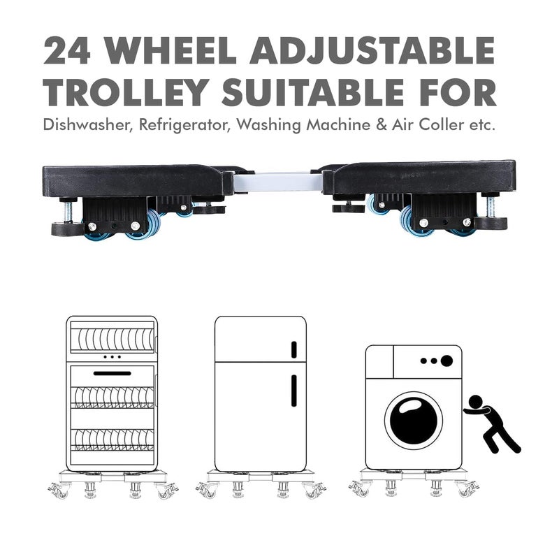 Lapyon Premium Heavy Duty Adjustable 24 Wheel StandTrolleySuitable for Front TOP Load Washing MachineRefrigeratorDishwasherCapacity Upto 210 KG - Image 5