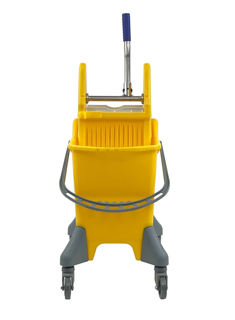 Mop Bucket & Wringer | 360-Degree Rotating Swivel Wheels | Deluxe Down-Press Wringer | Suitable For Restaurants, Offices, Halls, Communal Spaces, Hotels, & Homes | 25 Liters | Yellow - Image 2