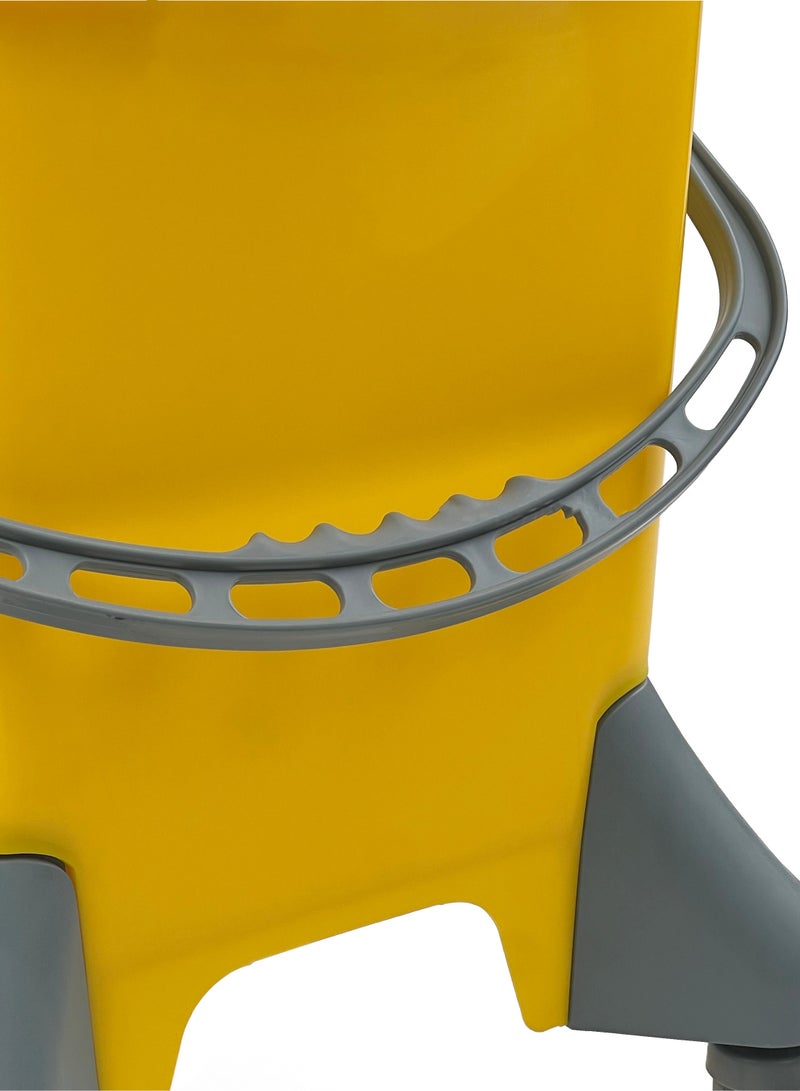 Mop Bucket & Wringer | 360-Degree Rotating Swivel Wheels | Deluxe Down-Press Wringer | Suitable For Restaurants, Offices, Halls, Communal Spaces, Hotels, & Homes | 25 Liters | Yellow - Image 4