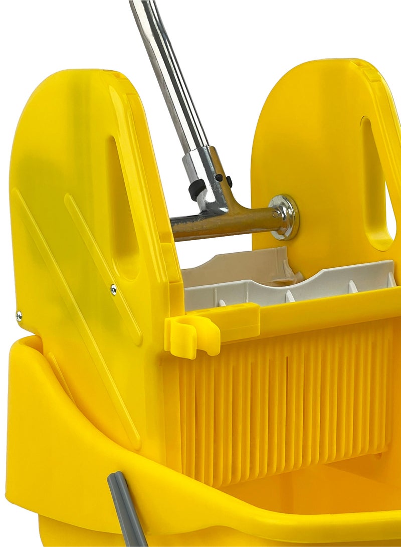 Mop Bucket & Wringer | 360-Degree Rotating Swivel Wheels | Deluxe Down-Press Wringer | Suitable For Restaurants, Offices, Halls, Communal Spaces, Hotels, & Homes | 25 Liters | Yellow - Image 5