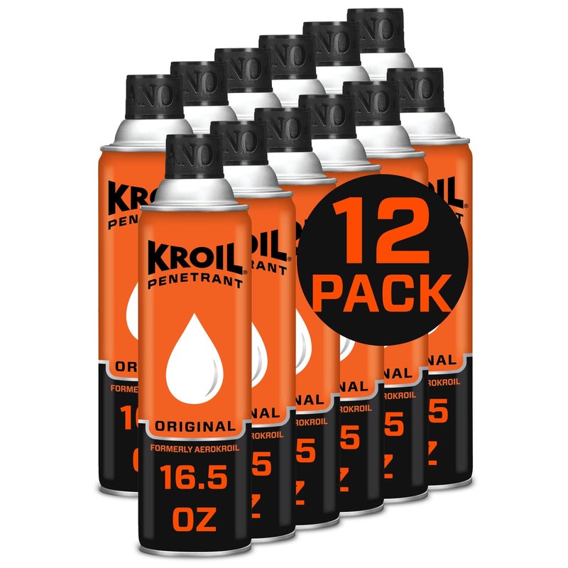 Kroil Original Penetrating Oil Aerosol Spray165oz CanCase of 12 Penetrant for Rusted Bolts Metal Hinges Chains Moving Parts Rust Corrosion Inhibitor KS162C